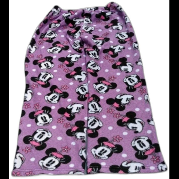 Minnie Mouse Disney Woman's Lounge Pants Size M (8/10) Purple Fluffy Fleece - Picture 2 of 6